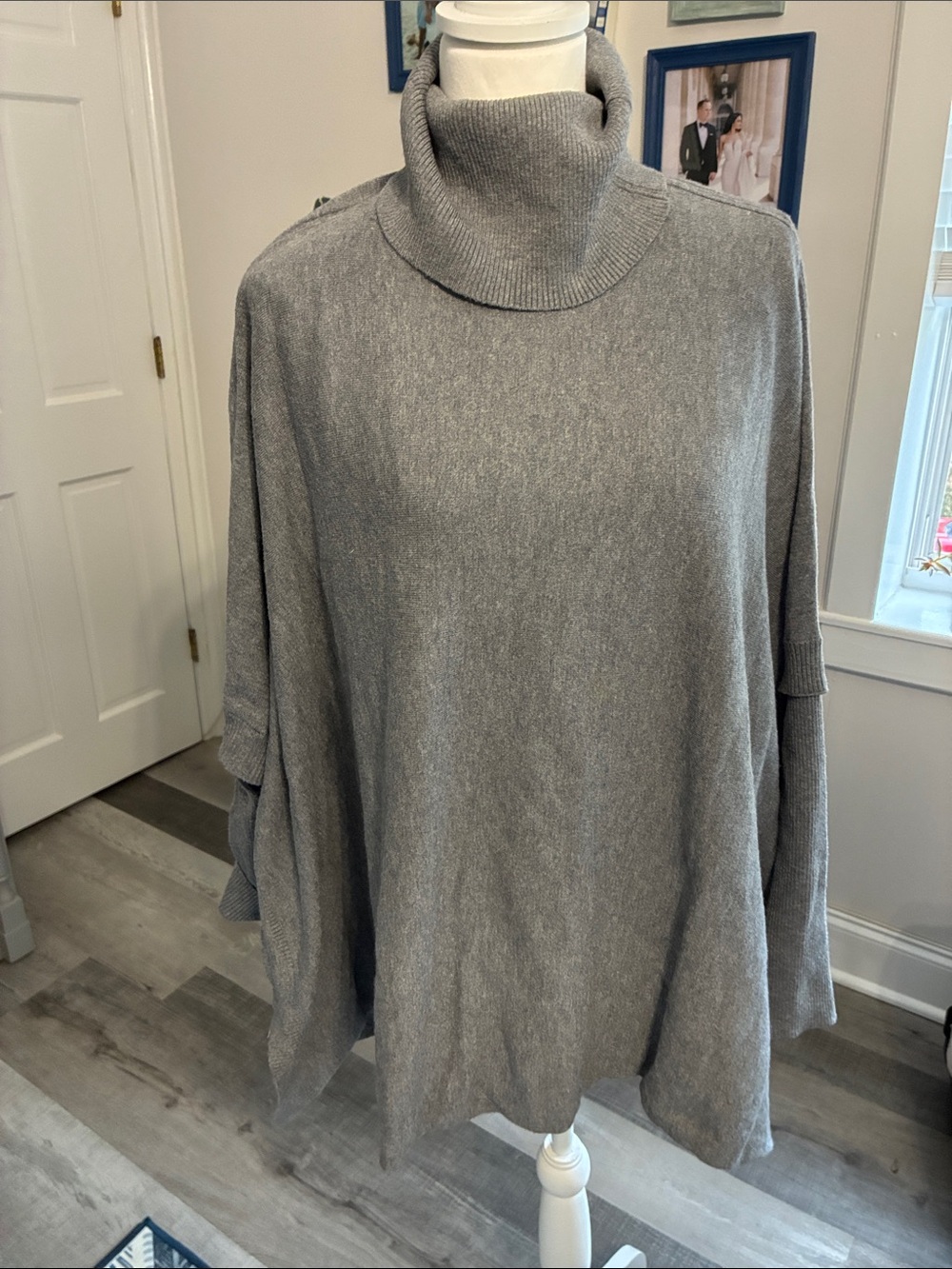 CHARLIE B Gray Oversized Turtleneck Sweater
